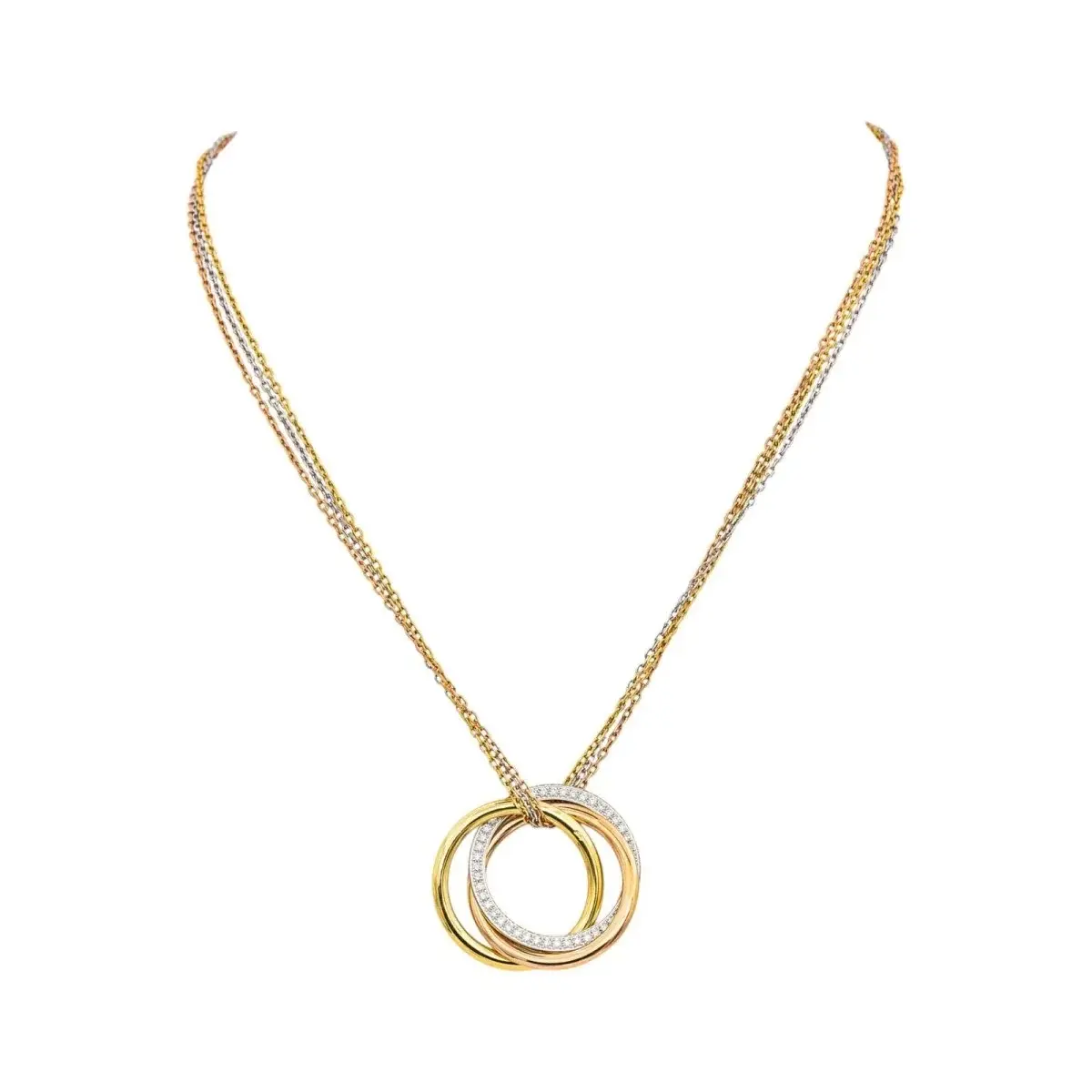 Collier Pendentif CARTIER "Trinity" en or rose et diamants