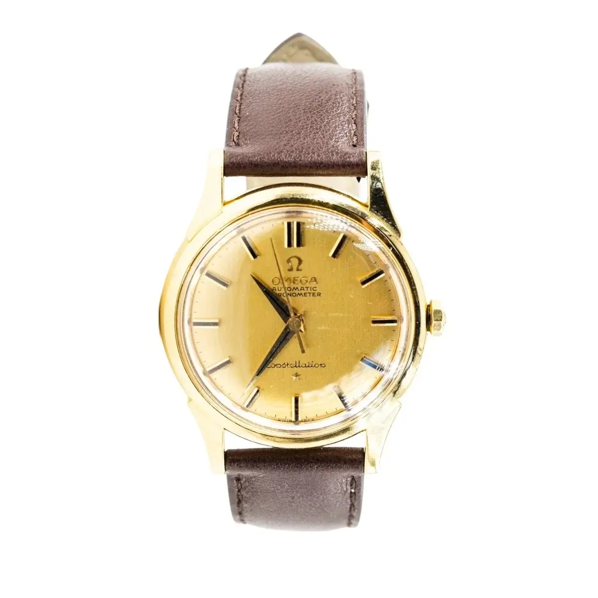 Montre OMEGA "Constellation" en or jaune et cuir