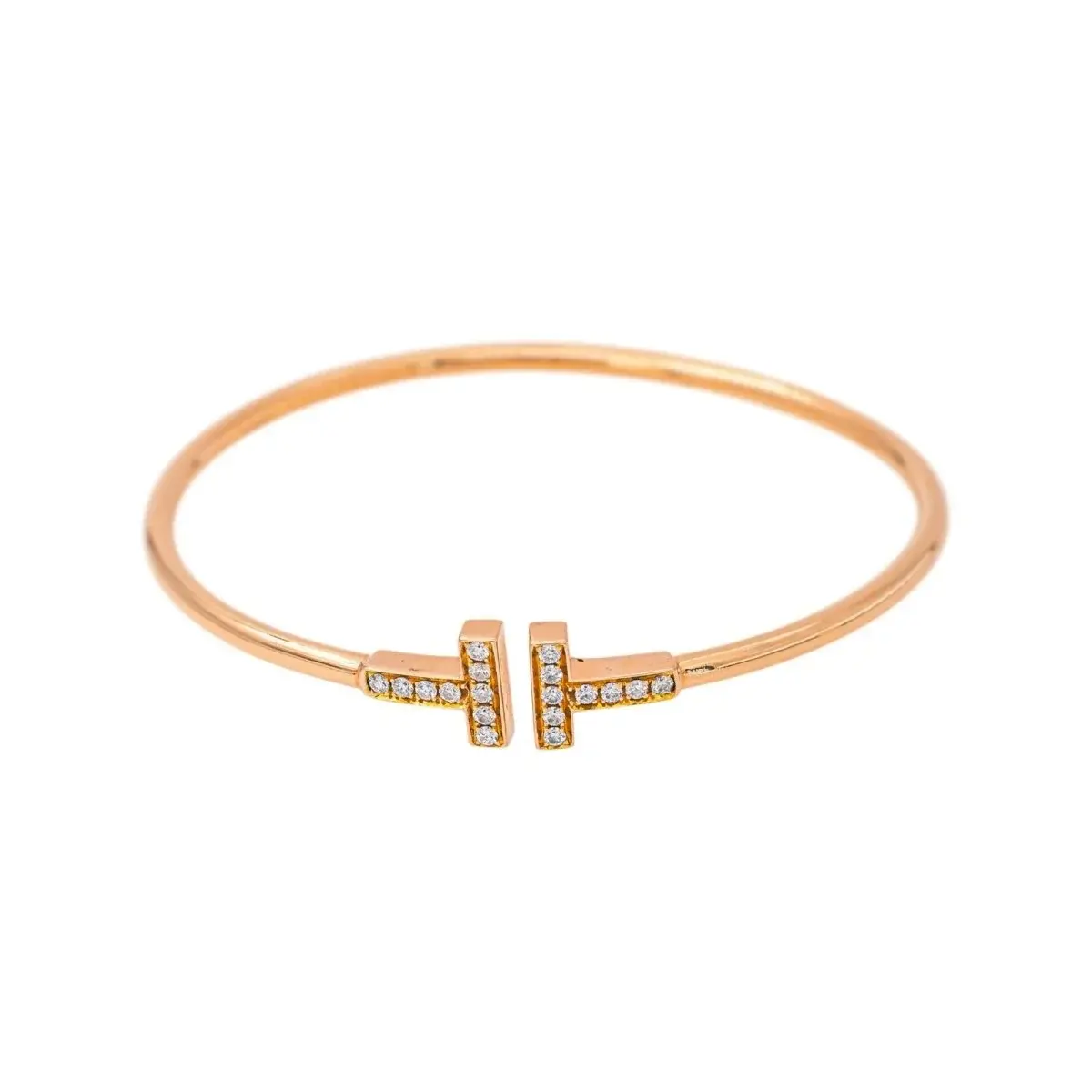 Bracelet Jonc TIFFANY & CO. "Tiffany T" en or rose et diamants