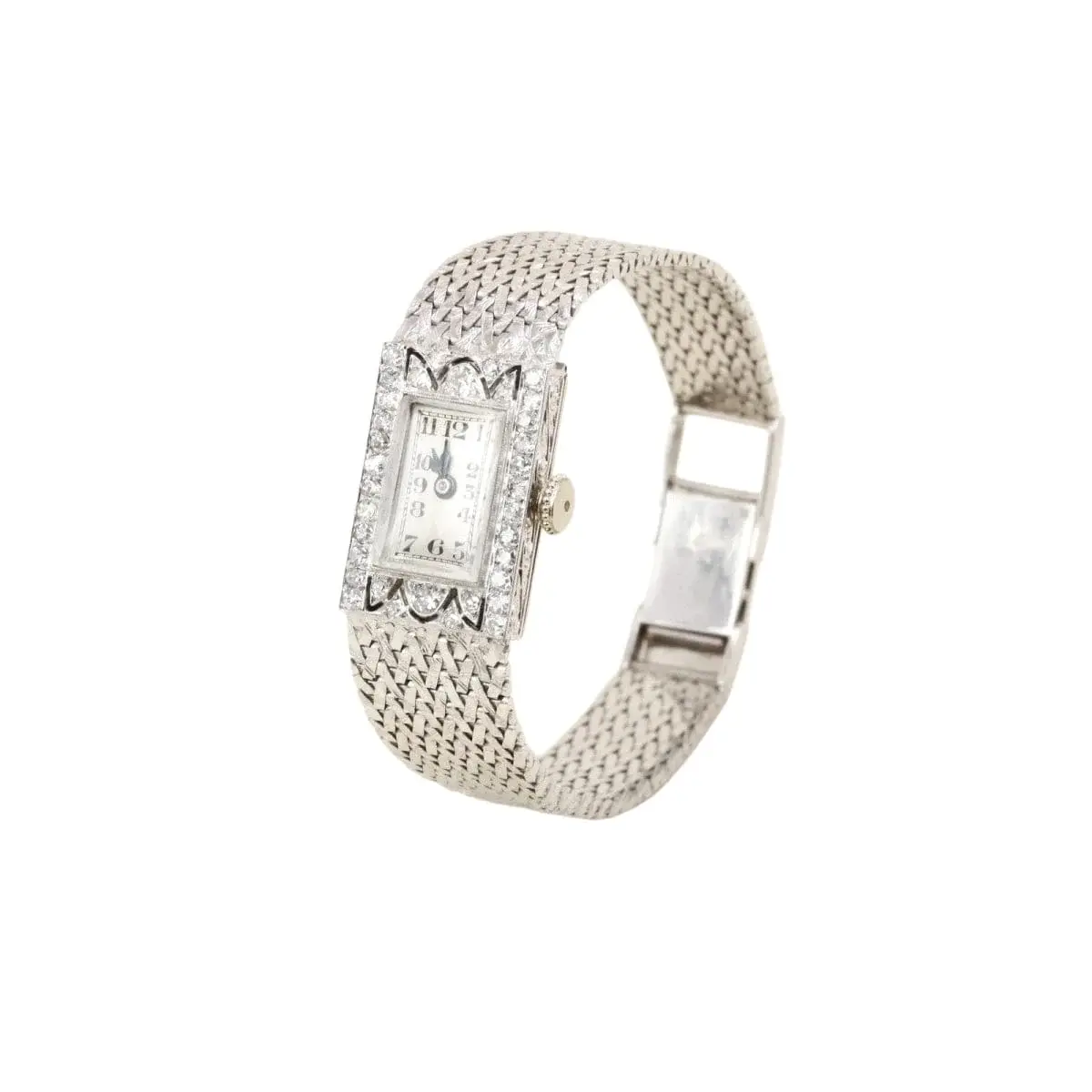 Montre Art Déco or blanc diamants