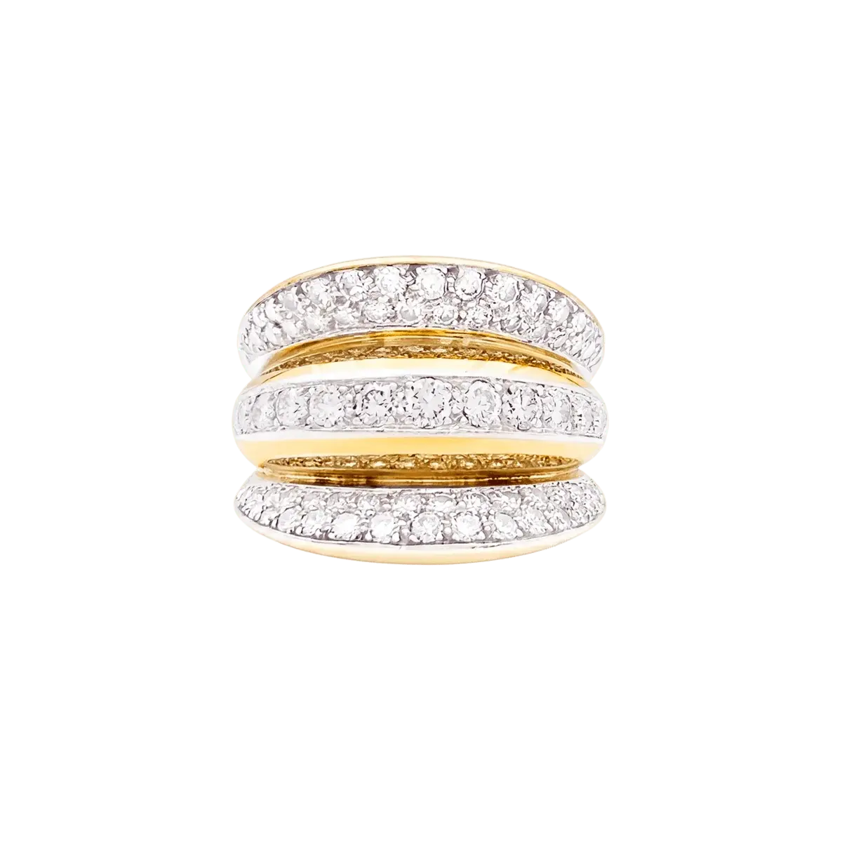 Bague en or rose, platine et diamants