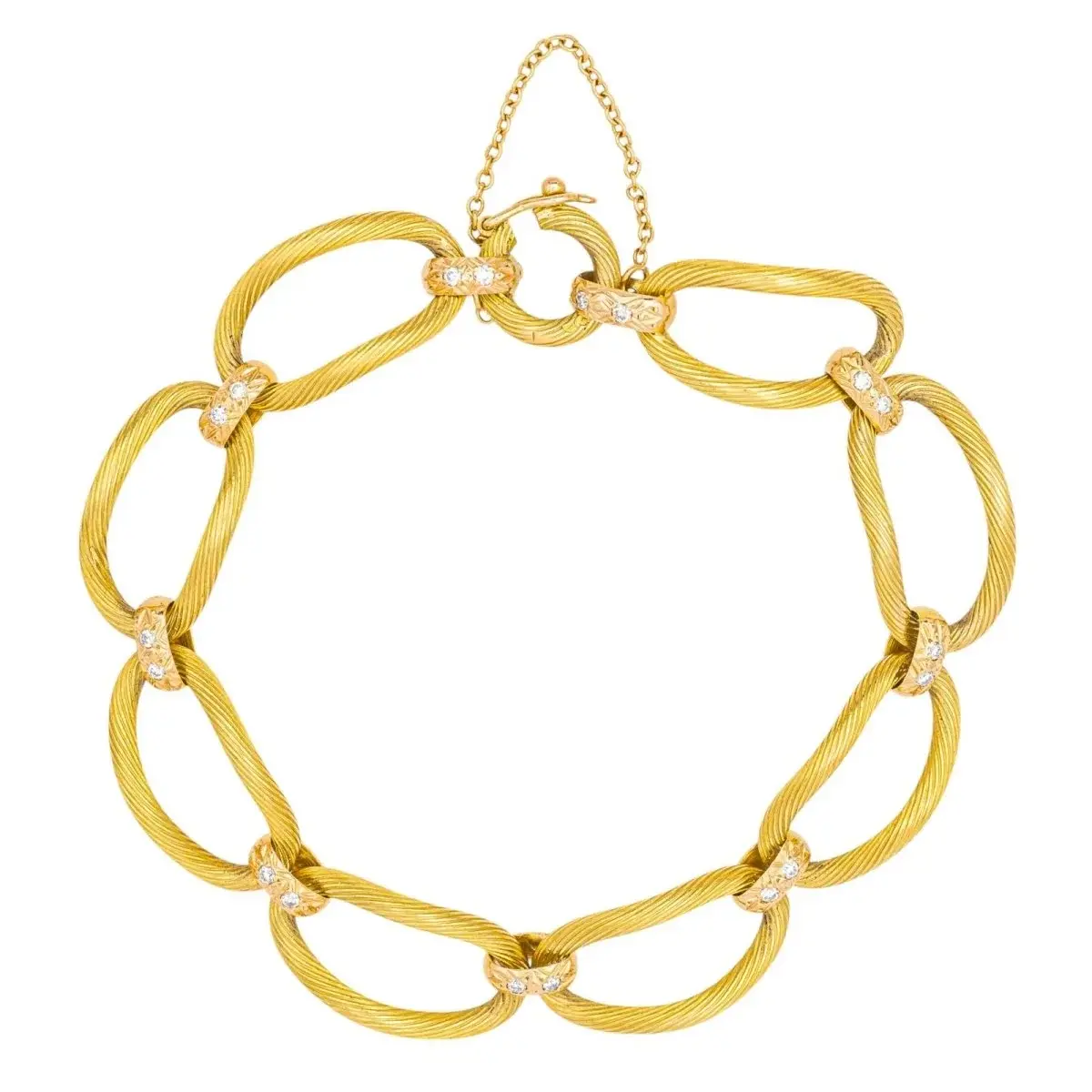 Bracelet Maille en or jaune, or rose et diamants