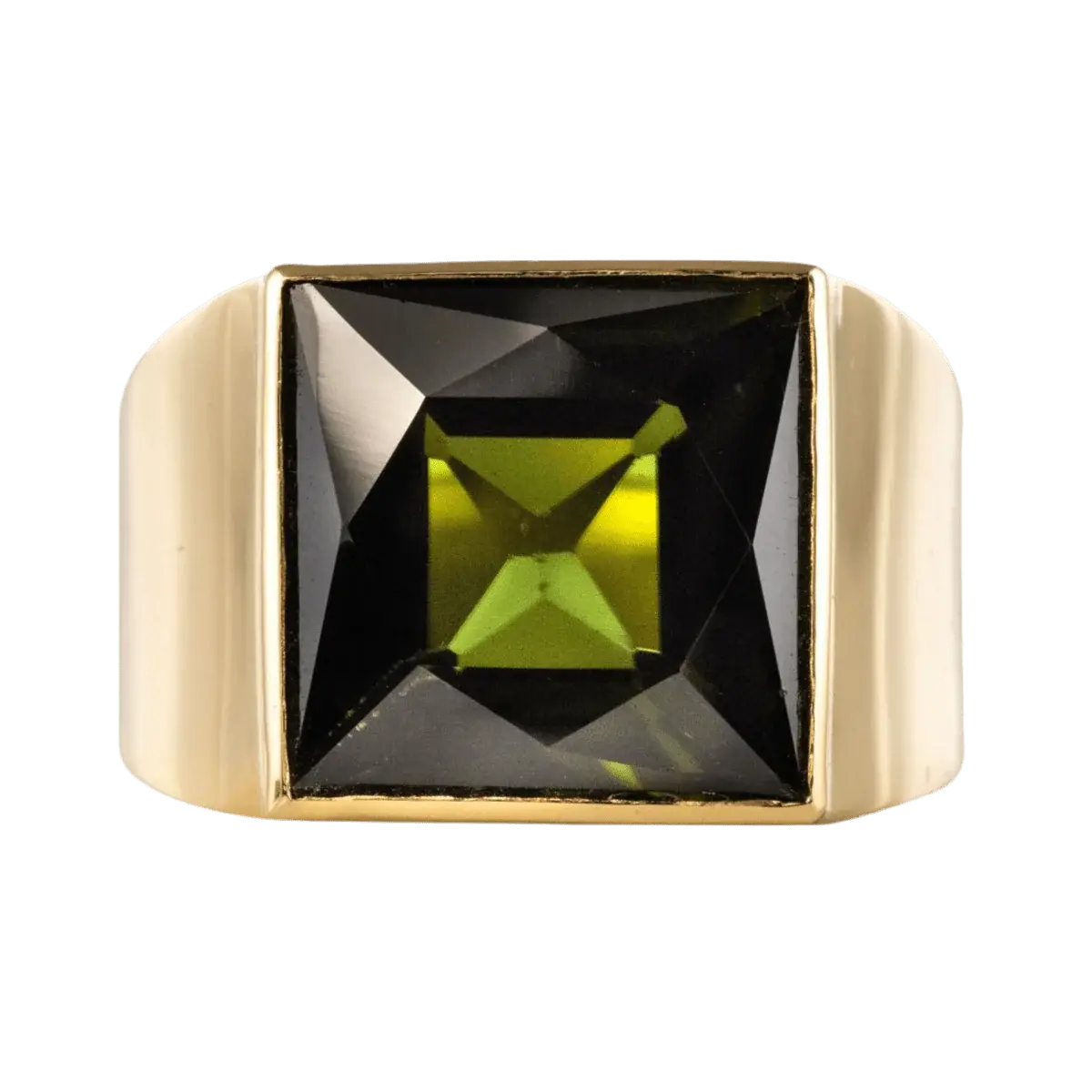 Bague Chevalière en or jaune et tourmaline