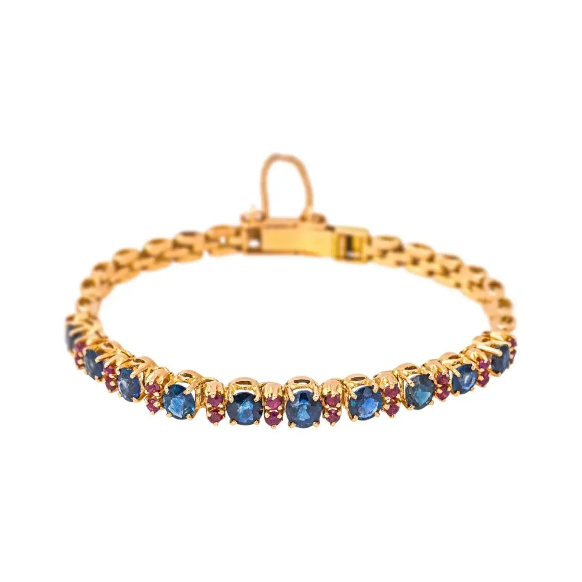 Bracelet Ligne en or jaune, or rose, saphirs et rubis