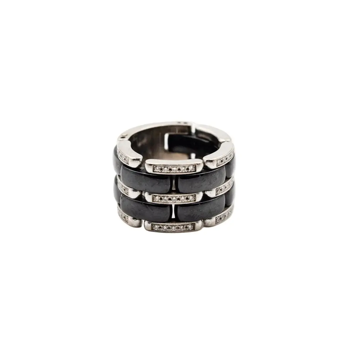 Bague Bandeau CHANEL "Ultra" en or blanc, céramique et diamants