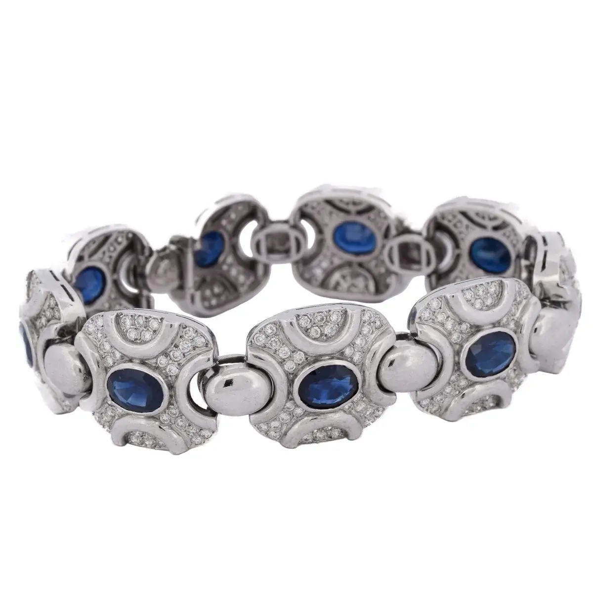 Bracelet Maille en or blanc, saphirs et diamants
