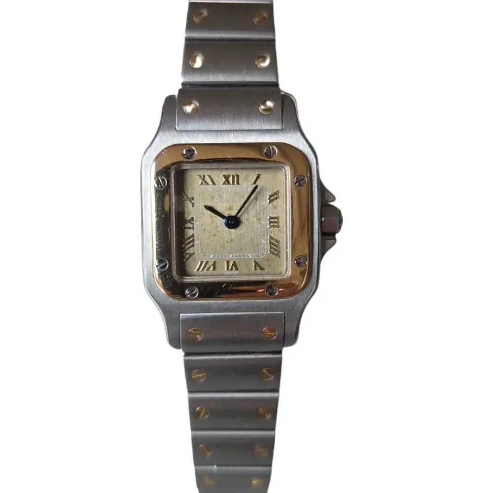 CARTIER "Santos Galbée" watch in gold and steel, Small Model
