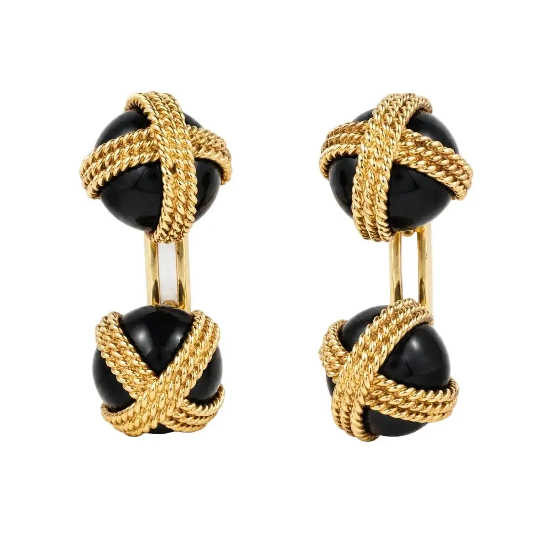 Boutons de manchette VAN CLEEF & ARPELS en or jaune et onyx