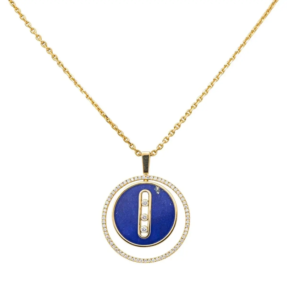 Collier Pendentif MESSIKA "Lucky Move" en or jaune, lapis-lazuli et diamants