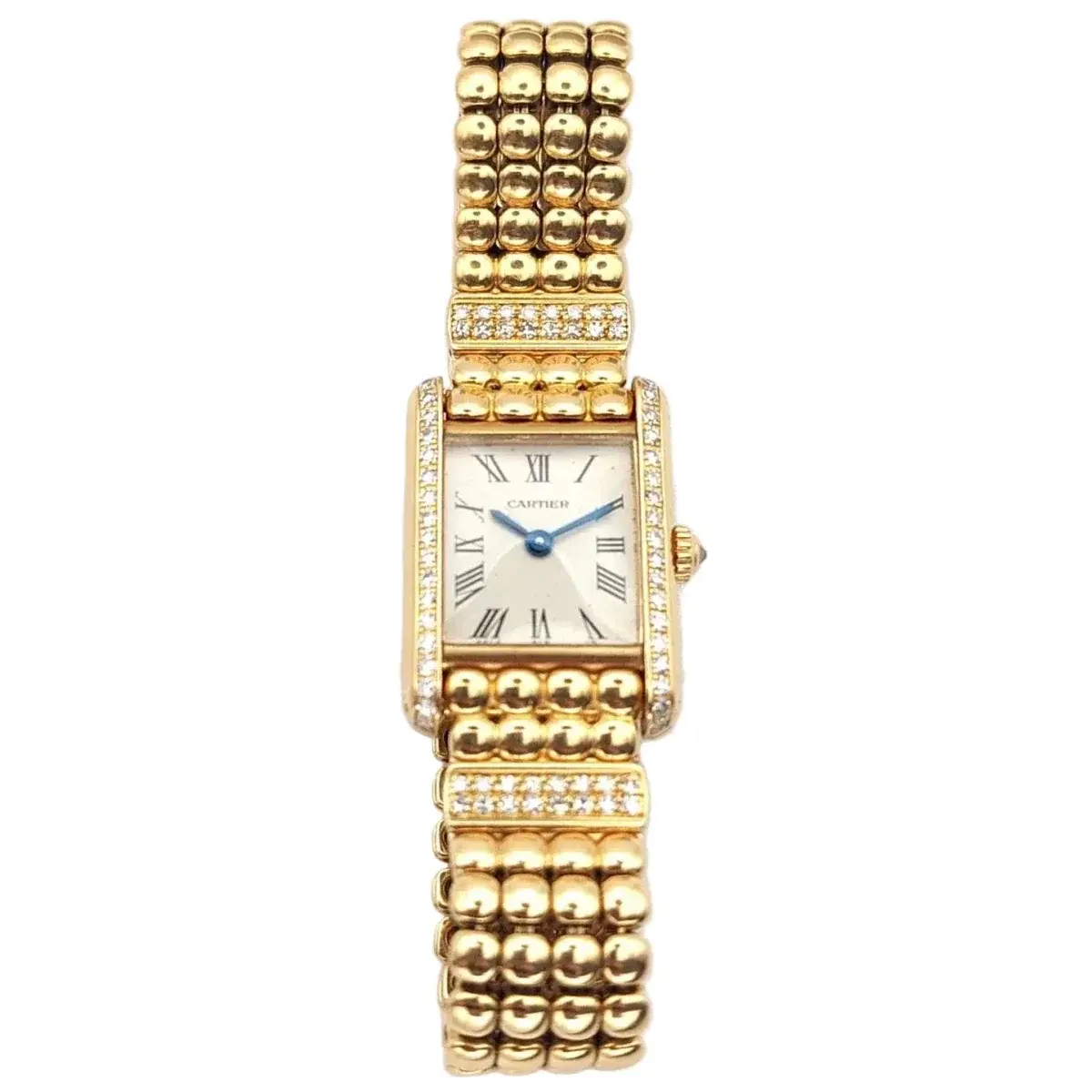 Montre CARTIER "Tank Louis Cartier Mini" en or jaune et diamants