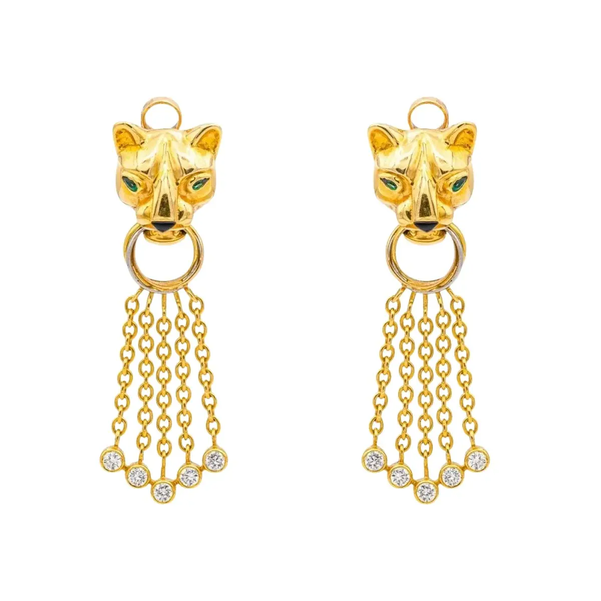 Boucles d'oreilles Clips CARTIER "Panthère" en or jaune, émeraudes et diamants