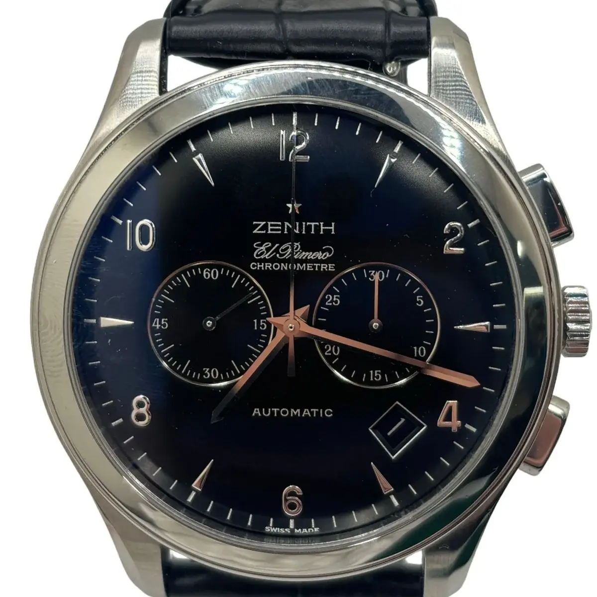 Montre ZENITH "El Primero" en acier et cuir