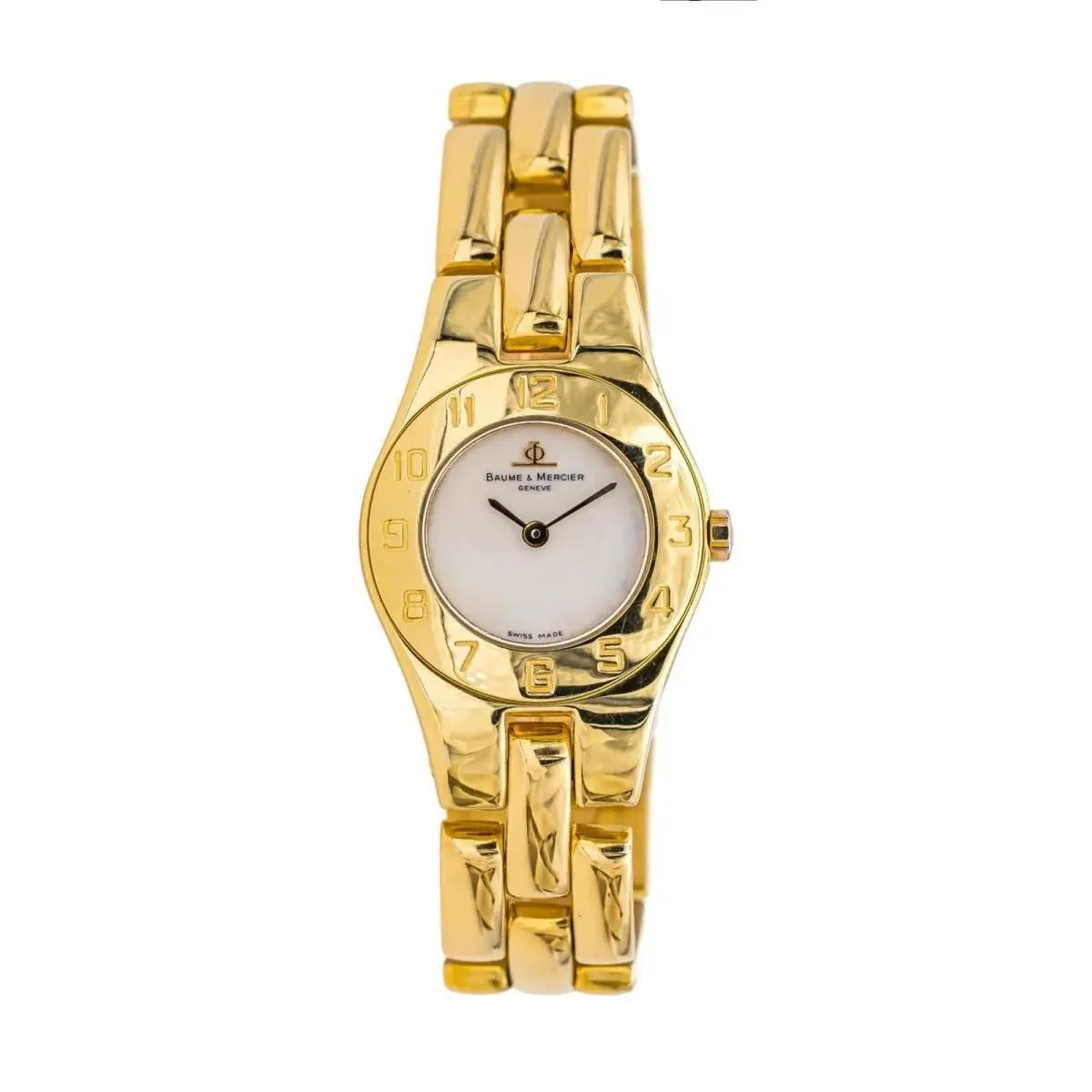 Montre BAUME & MERCIER en or jaune, nacre et quartz