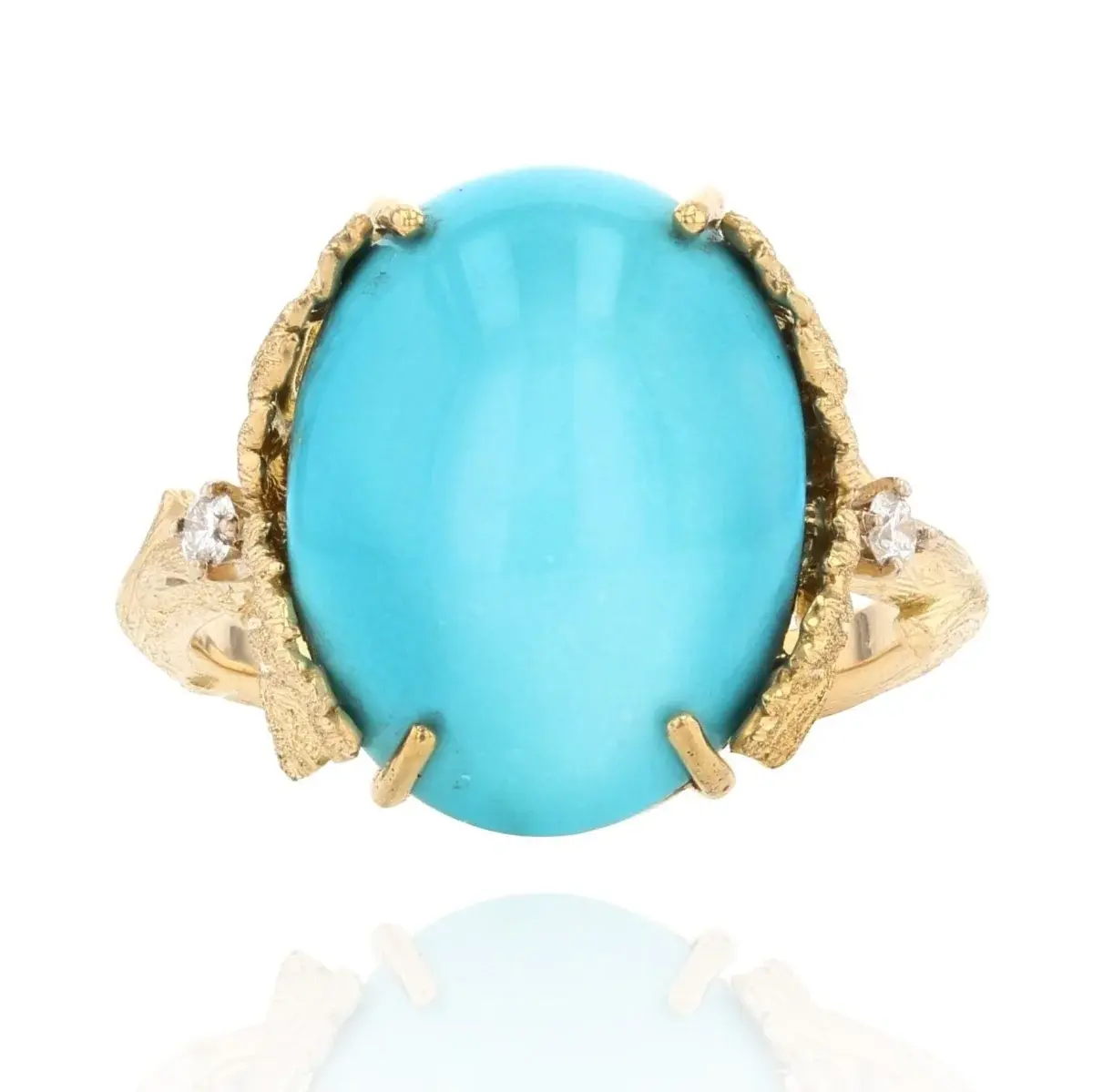 Bague Cocktail en or jaune, turquoise et diamants