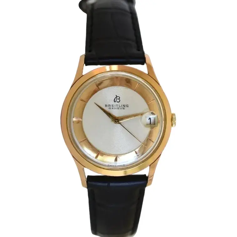 Montre BREITLING plaqué or, acier et cuir