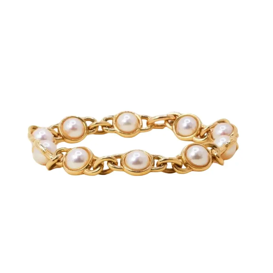 Bracelet en or jaune et perles