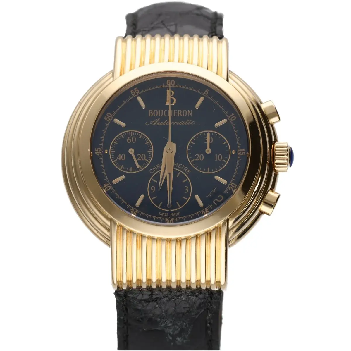 Montre BOUCHERON "Solis" en or jaune et cuir
