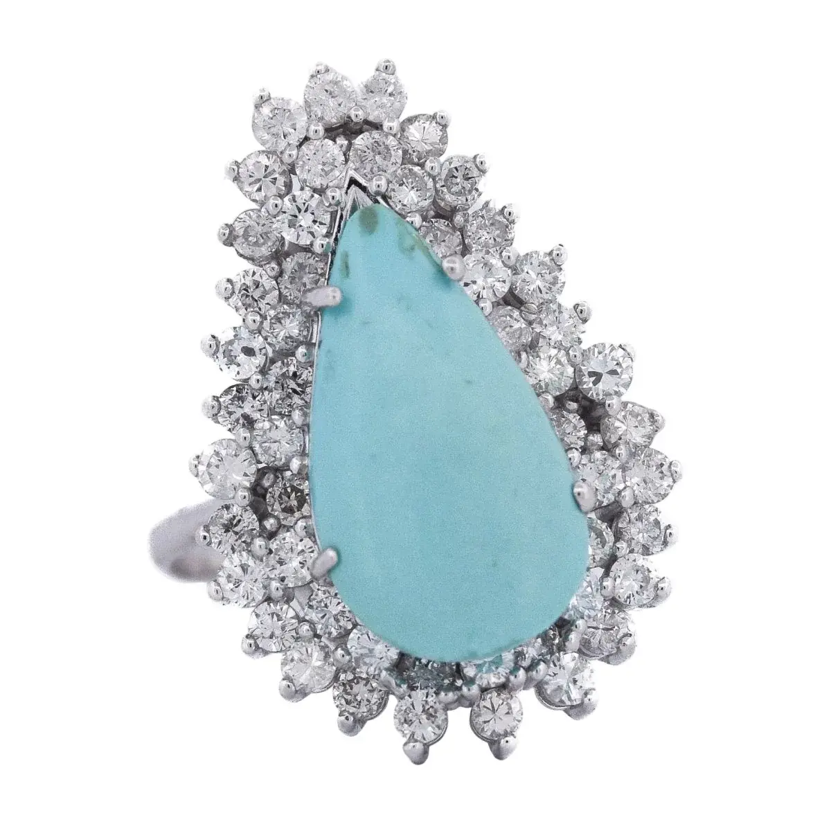 Bague Entourage en or blanc, turquoise et diamants