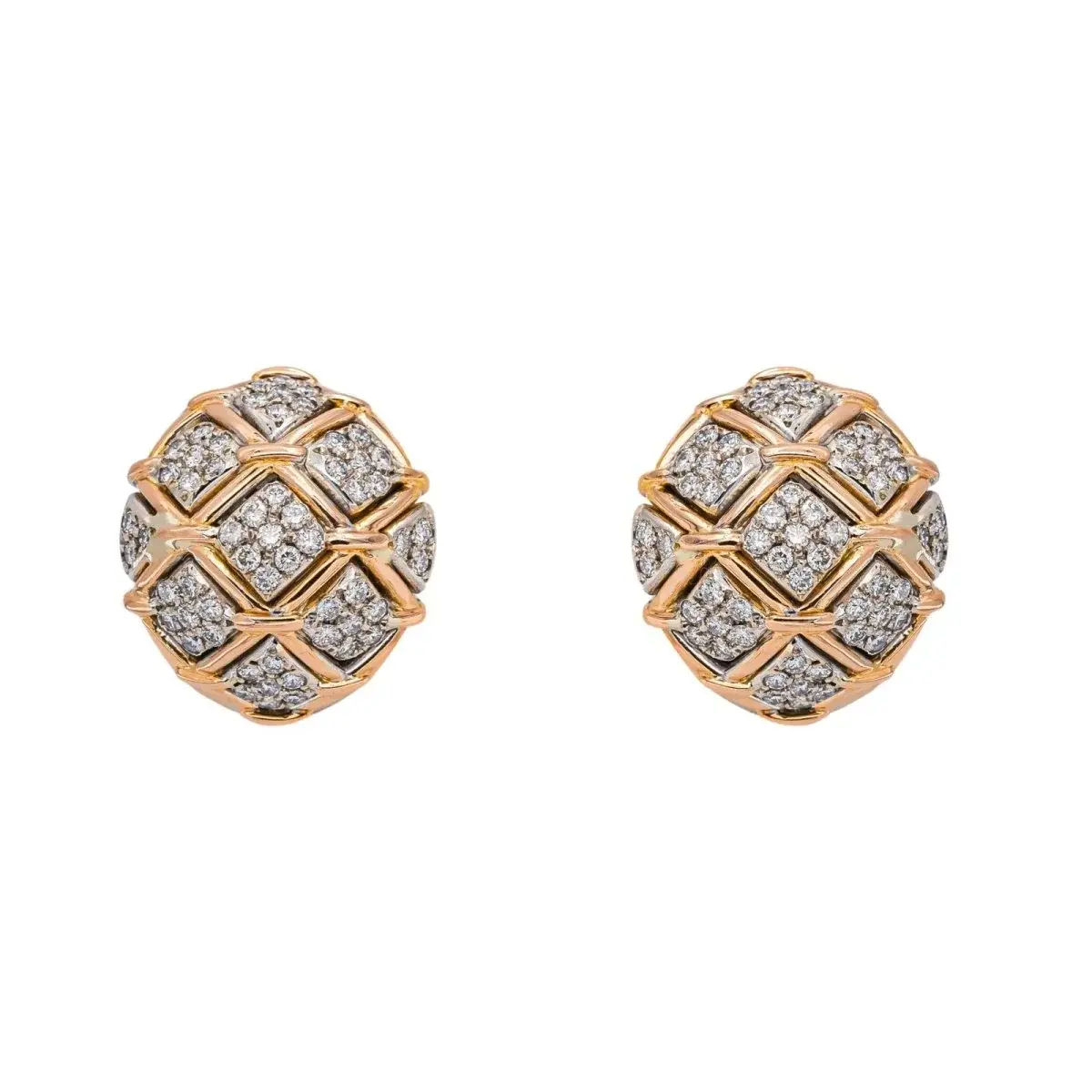 Boucles d'oreilles Clips en or blanc, or rose et diamants