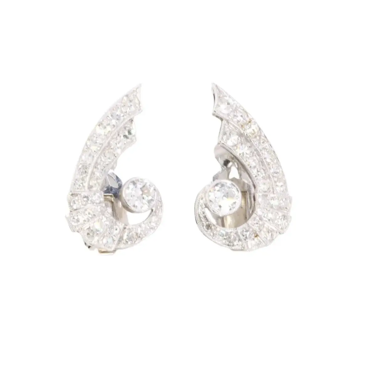 Boucles d'oreilles Ailes diamants Art Déco