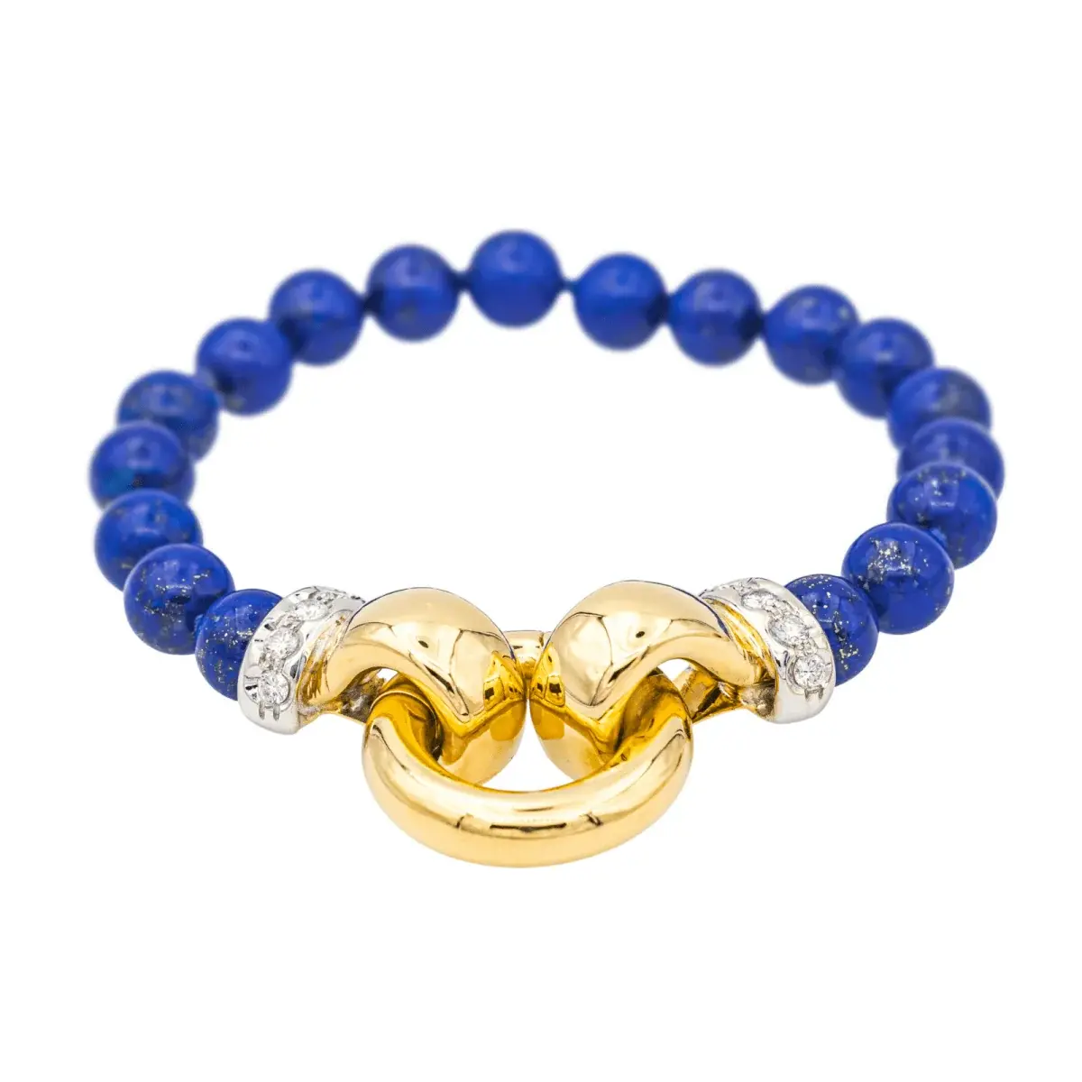 Bracelet Souple en or jaune, or blanc, lapis-lazuli et diamants