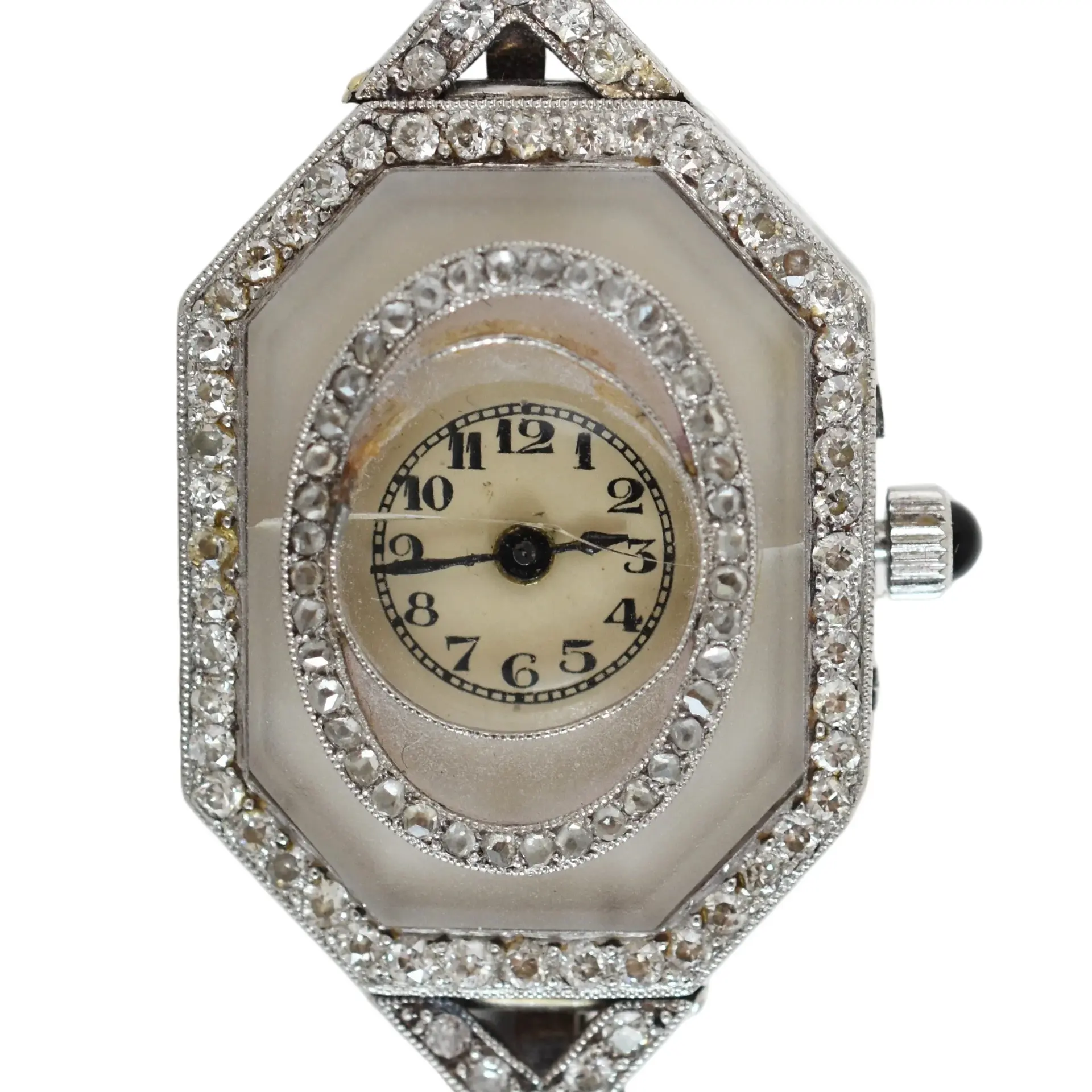 Montre VACHERON CONSTANTIN en or blanc, platine, cuir, quartz et diamants