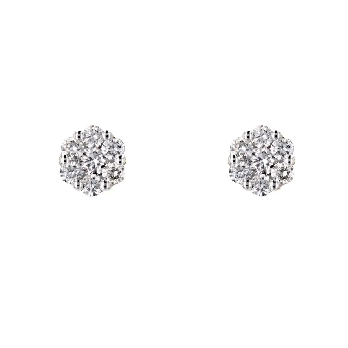 Boucles d'oreilles Puces en en or blanc et diamants