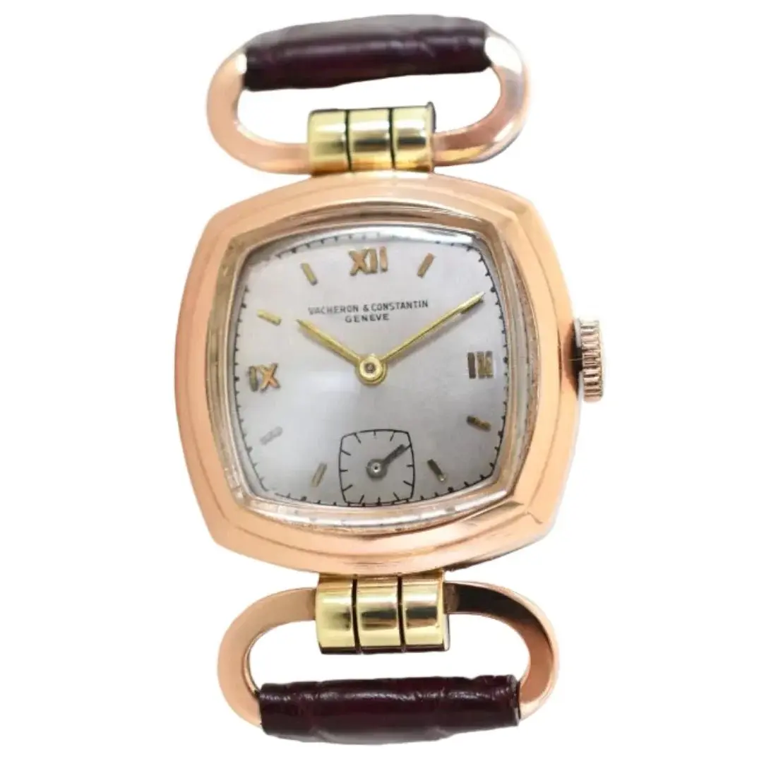 Montre VANCHERON & CONSTANTIN "Étrier" en or rose et cuir