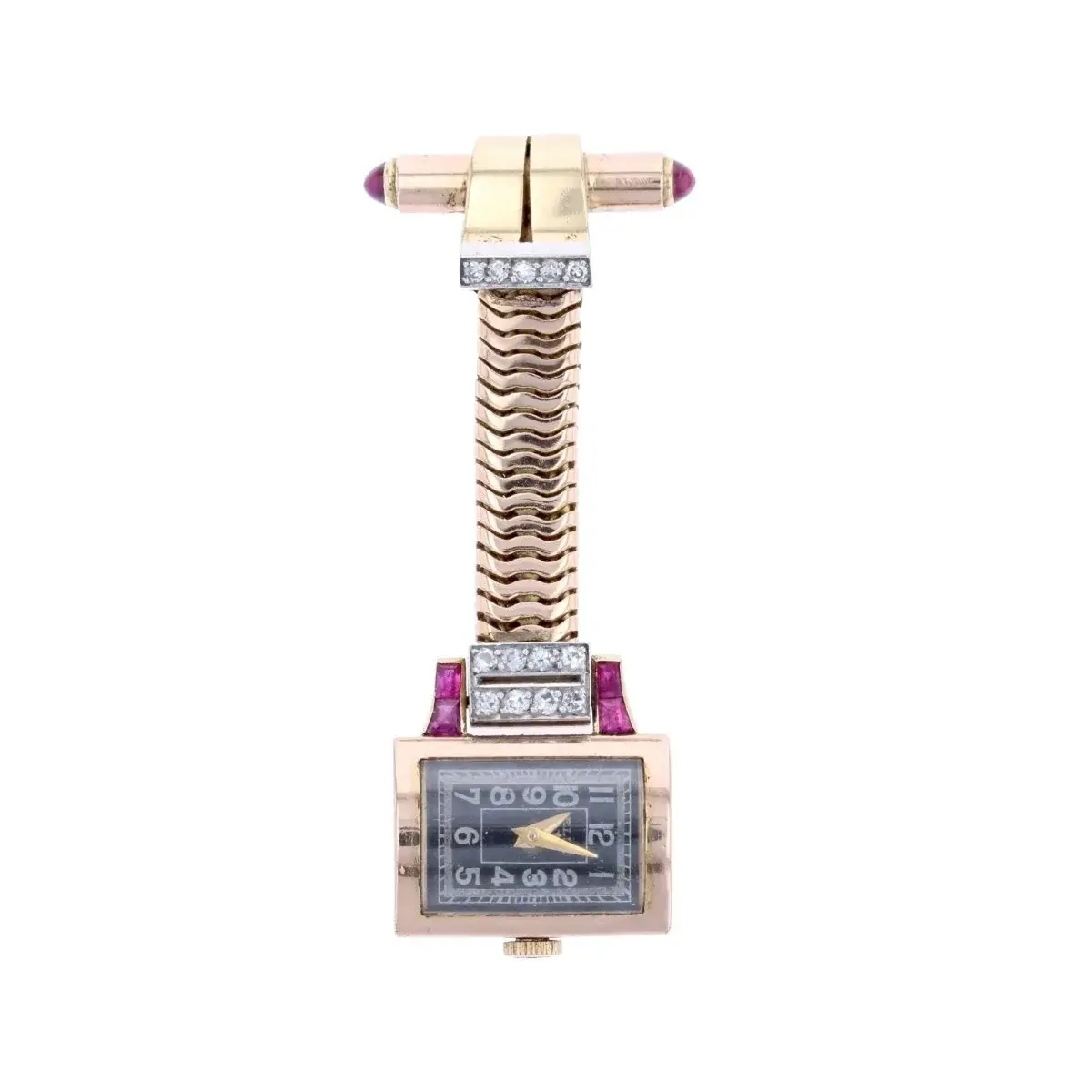 Montre ELIX en or jaune, platine, rubis et diamants