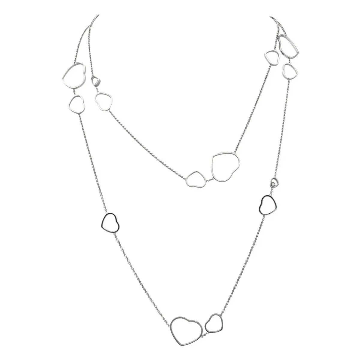 Collier Sautoir CHOPARD "Happy Heart" en or blanc et diamants