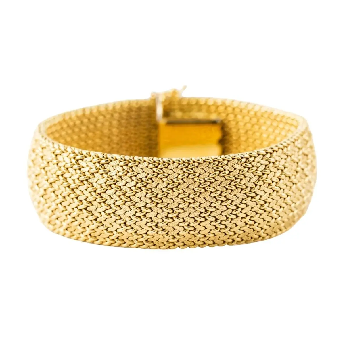 Bracelet Manchette maille polonaise en or jaune