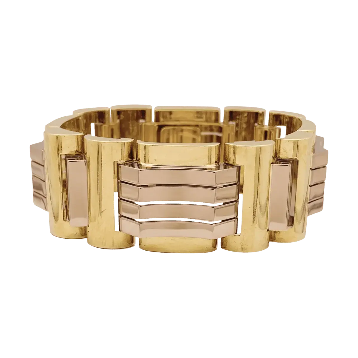 Bracelet Tank en or jaune et or rose