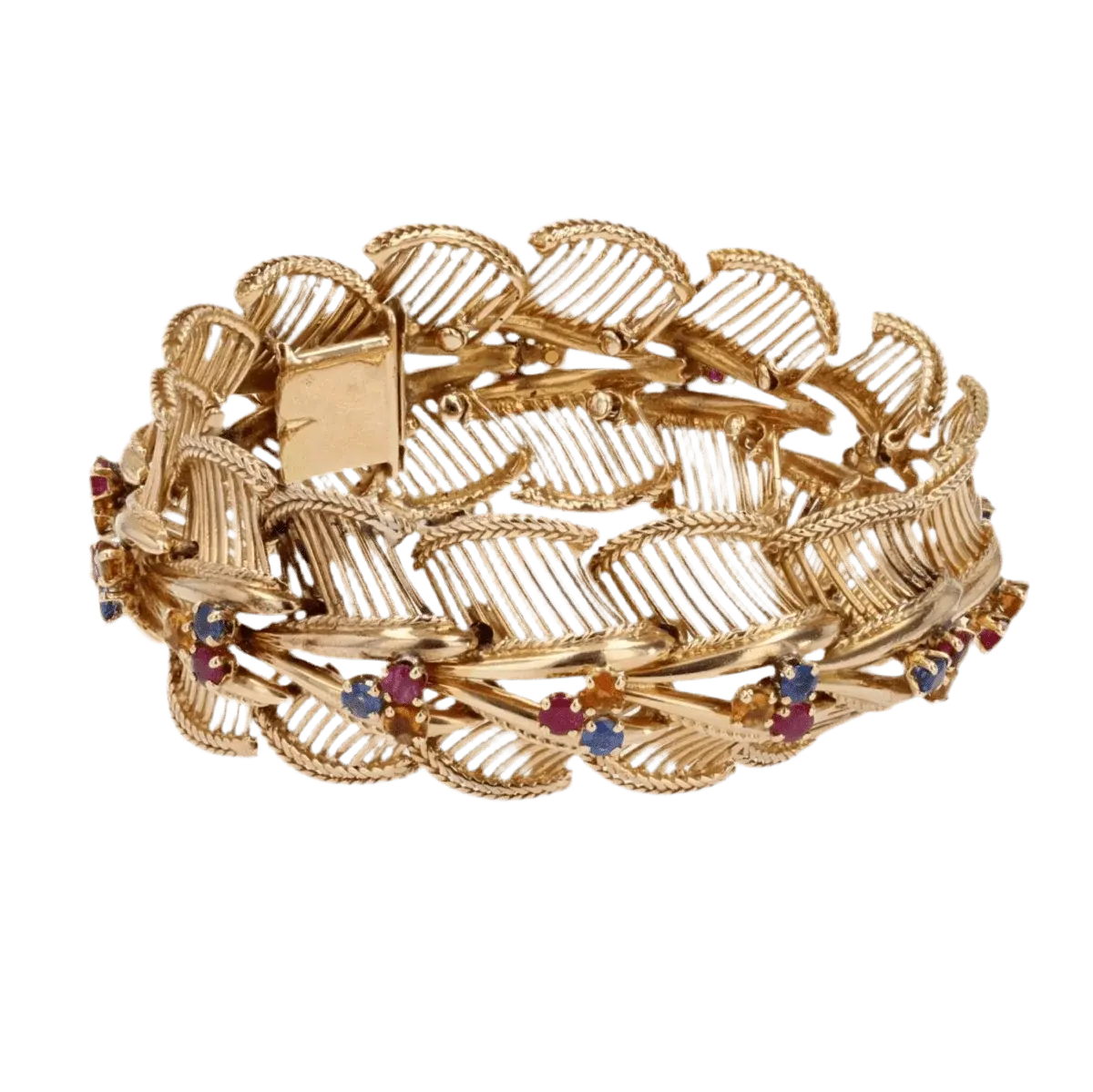 Bracelet Souple en or rose, saphirs, rubis et citrines
