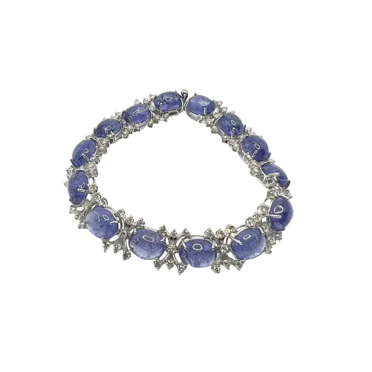 Bracelet Souple en or blanc, tanzanites et diamants