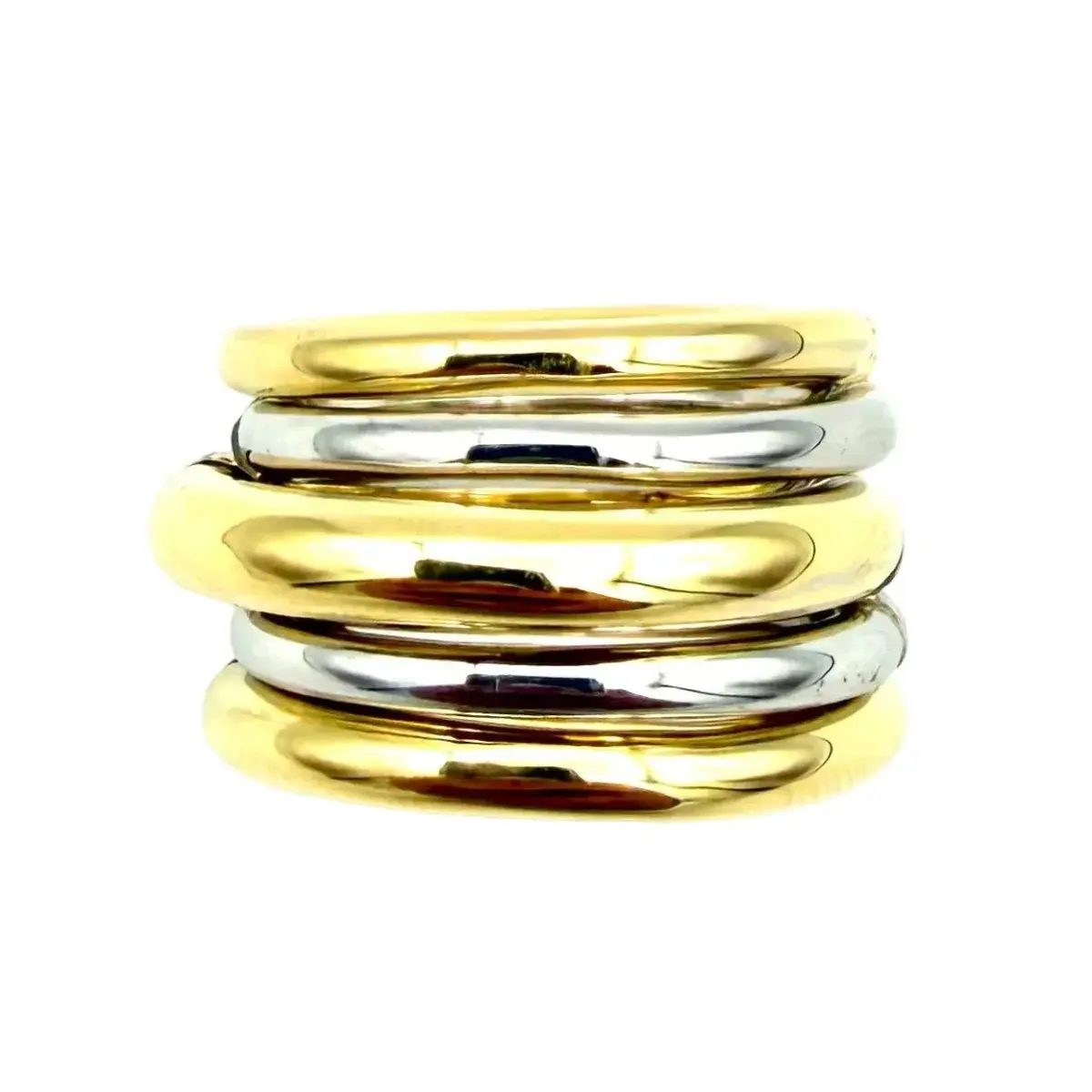 Bague POMELLATO "Tubolare" en or blanc et or jaune
