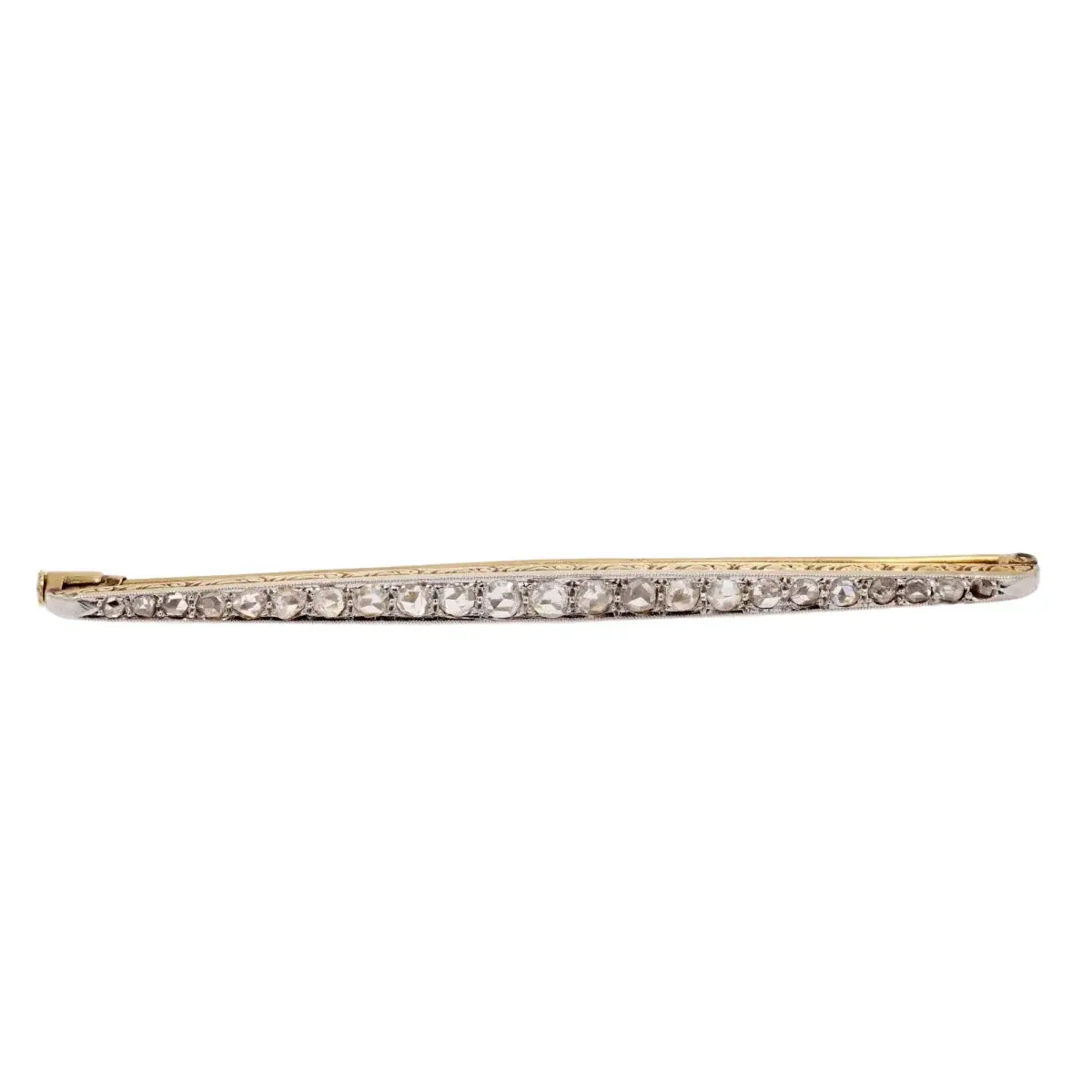 Broche Barrette en or jaune, platine et diamants