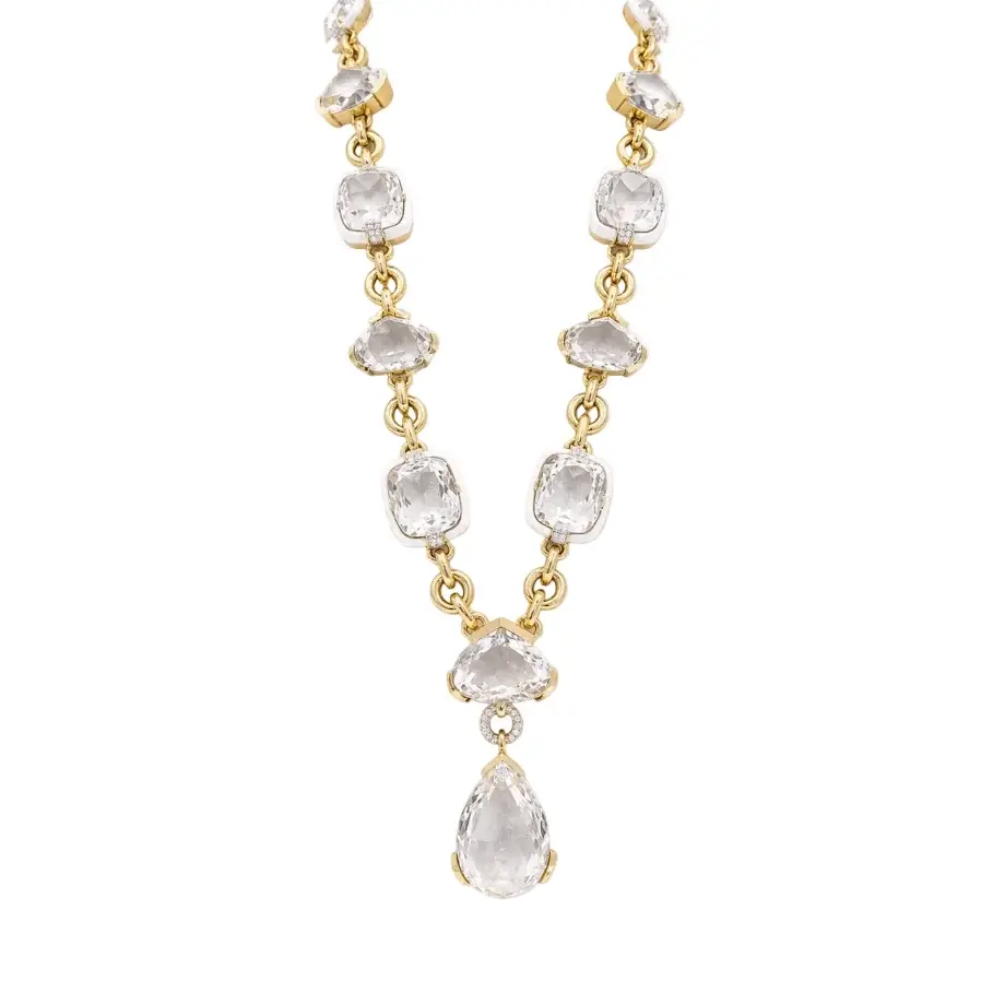 Collier DAVID WEBB en or jaune, cristaux et diamants