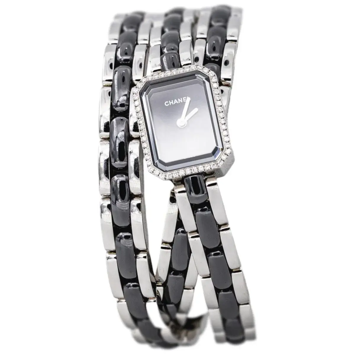 Montre CHANEL "Première Céramique" en acier, céramique et diamants