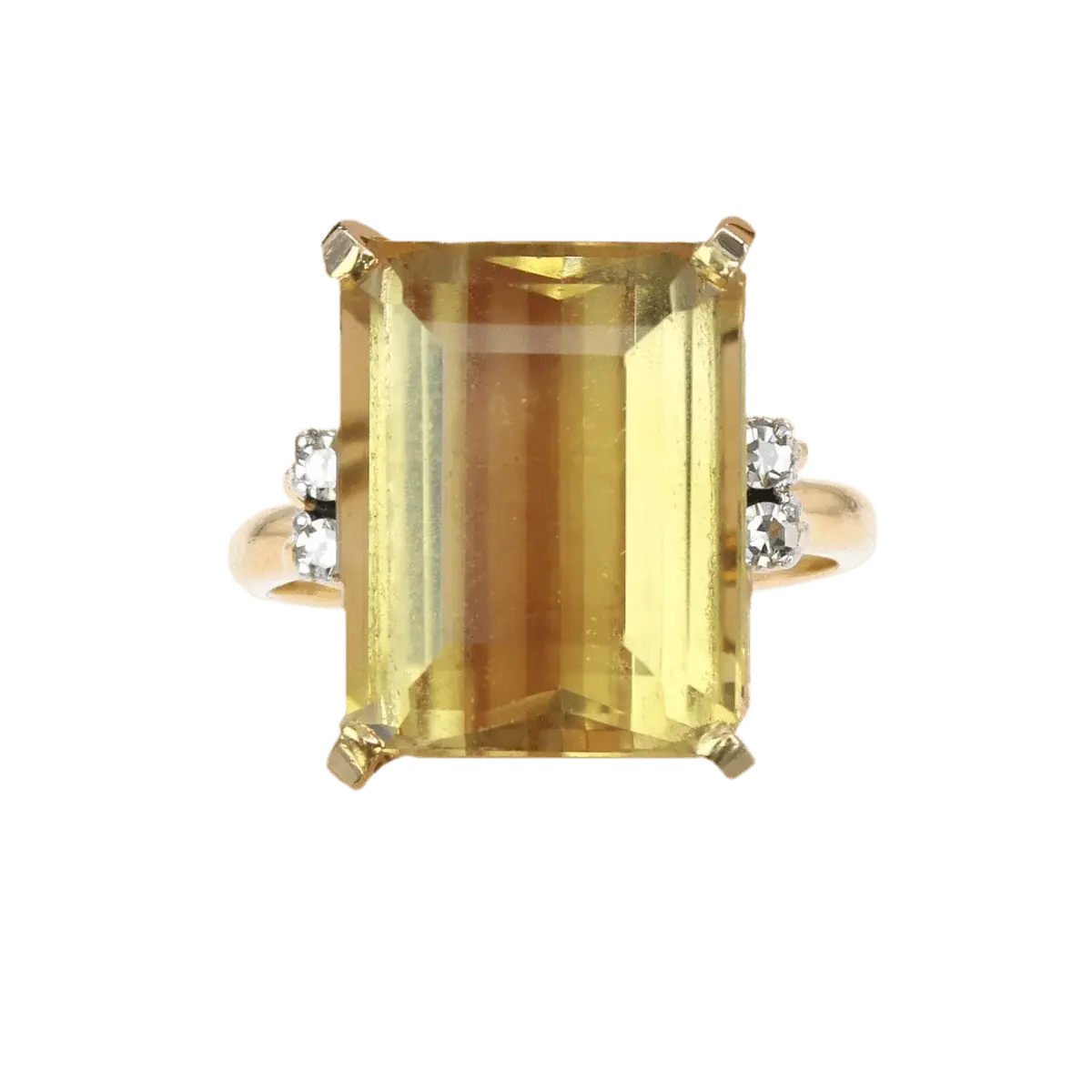 Bague Cocktail STERN en or jaune, platine, citrine et diamants