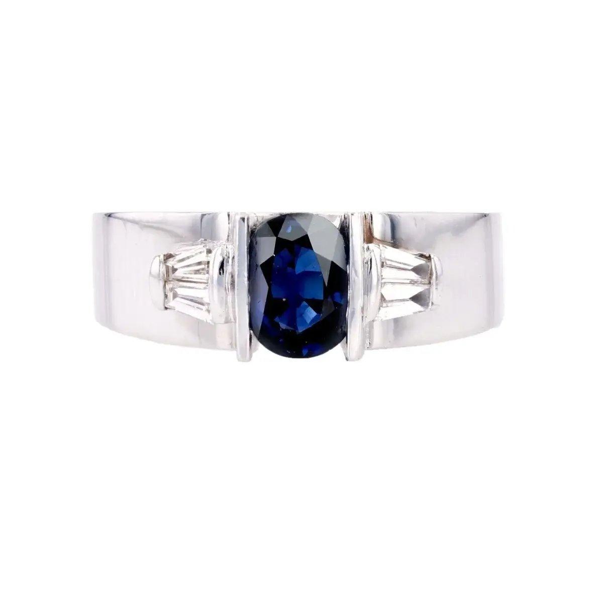 Bague Trilogie en or blanc, saphir et diamants