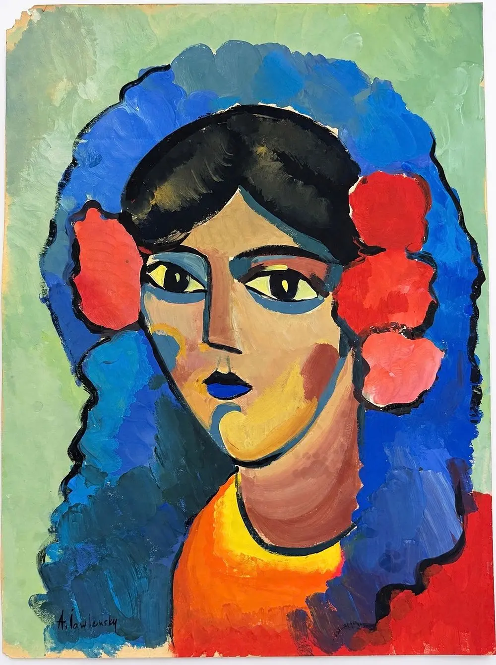 Alexej von Jawlensky (1864-1941) Portrait of a Woman with Flowers