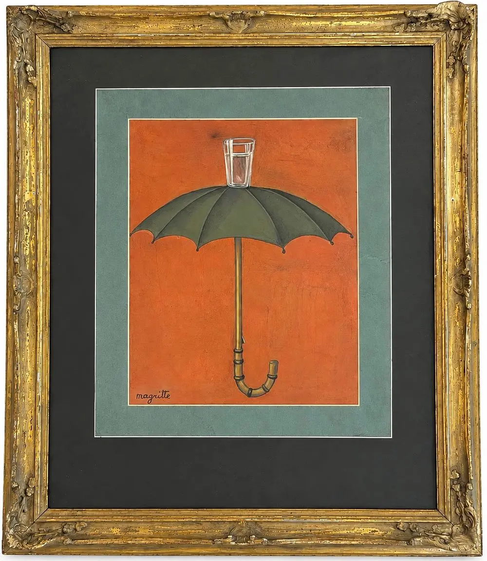 Attributed to Rene Magritte (1898-1967) The Umbrella and the Glass