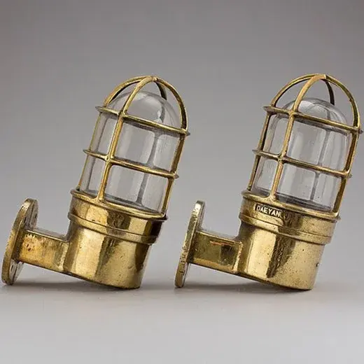 Vintage Brass Wall Mount Bulkhead Light – Pair of Nautical Fixtures