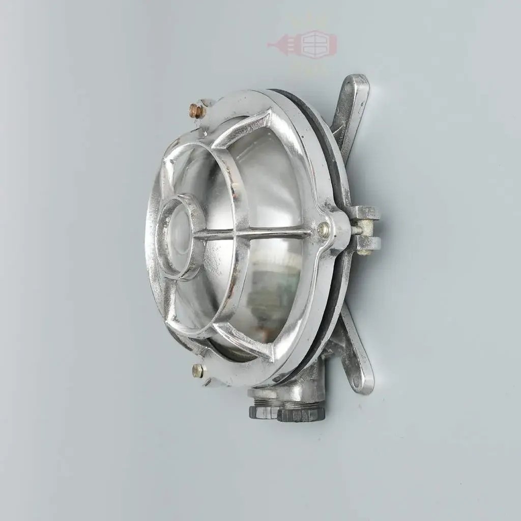 Authentic Vintage Polished Aluminium Nautical Dome Light