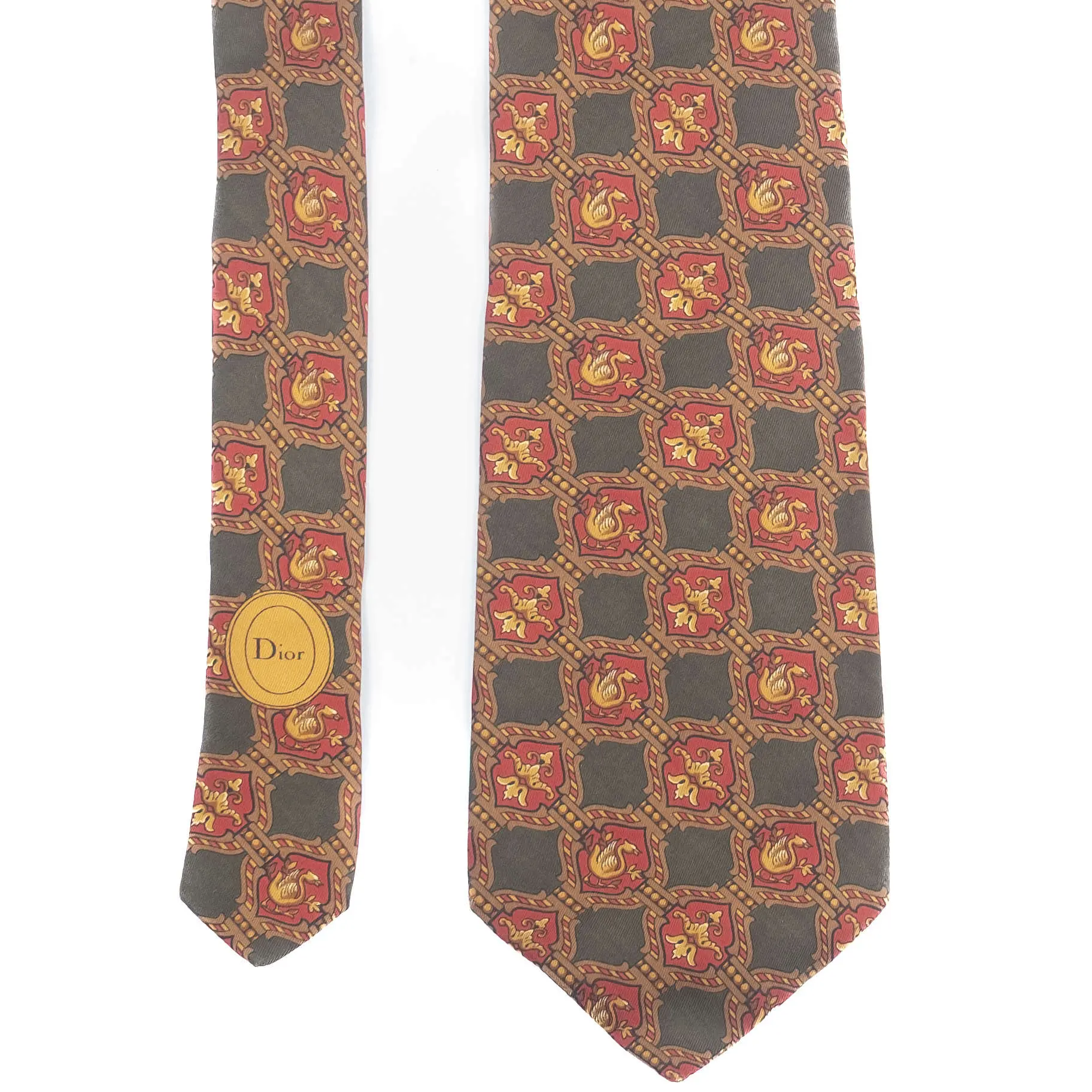 Green and Red Patterned Tie