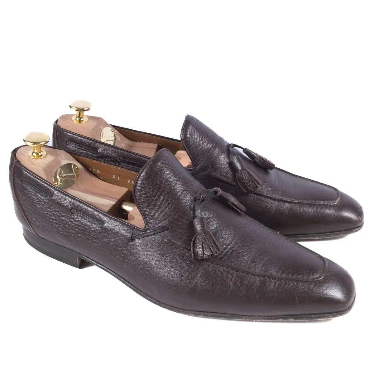 Corneliani Brown Leather Tassel Loafers