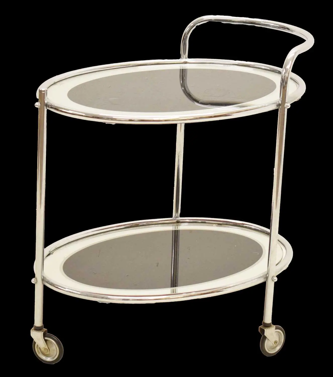 Mid century Art Deco style chrome and glass cocktail trolley