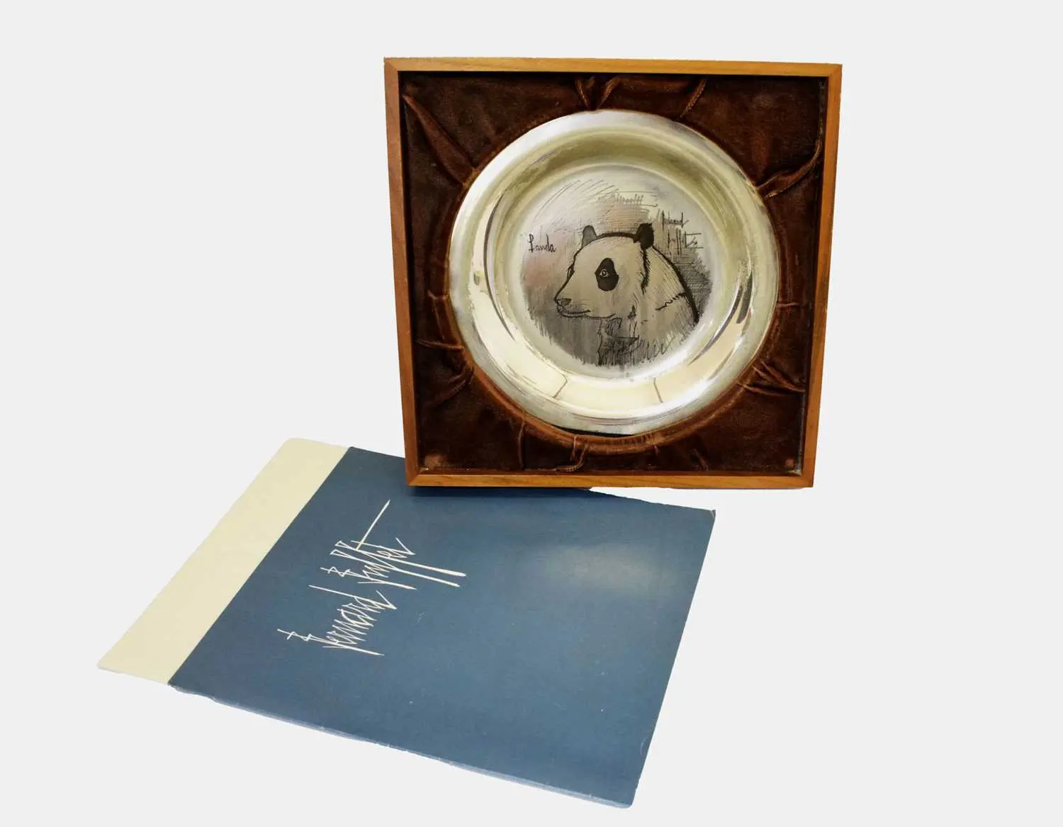 Late 20th century silver presentation plate 'Panda' by Bernard Buffet
