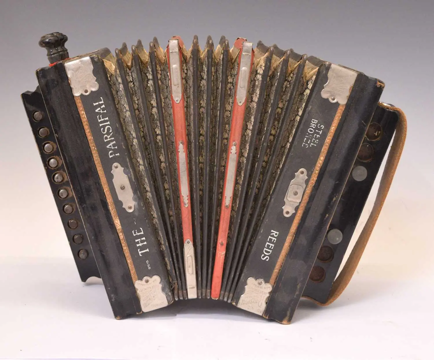 Early 20th century ebonised Ludwig 'The Parsifal' Melodeon accordion
