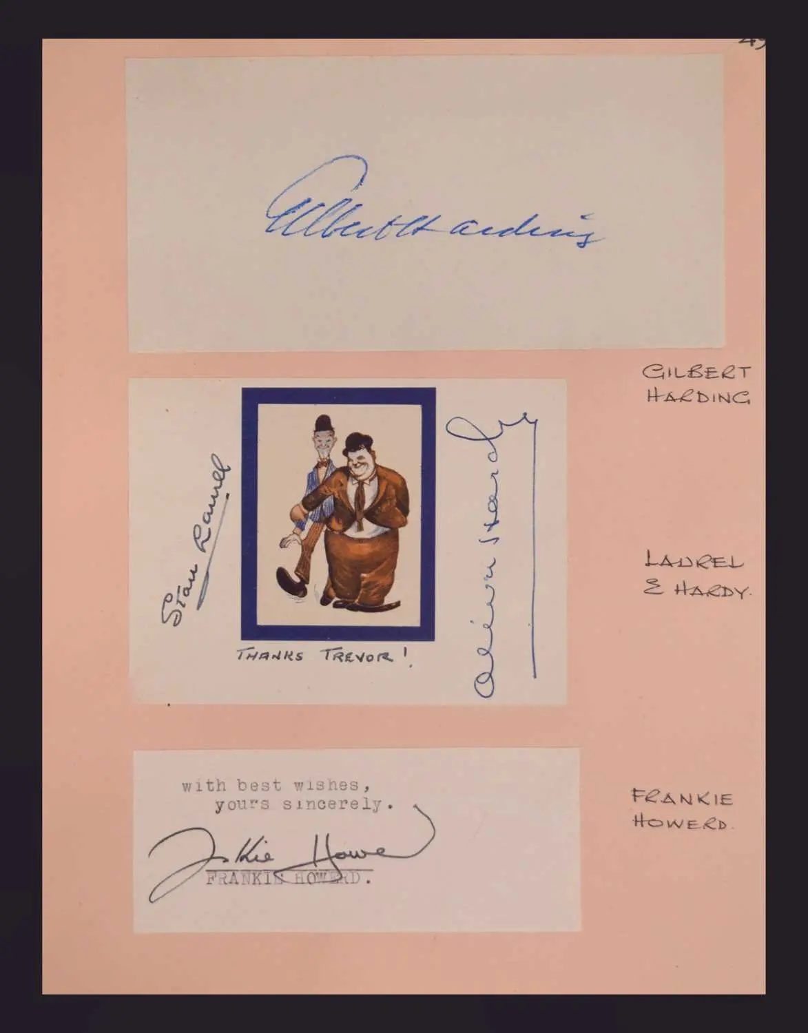Album of approximately 180 autographs, including Laurel & Hardy, etc